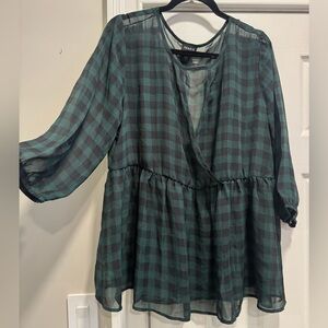 Torrid Emerald Green Checkered Blouse